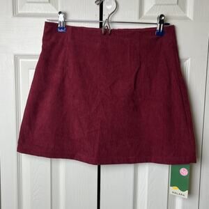 Halara Skirt Womens Small Red Corduroy Back Zip Athletic New
